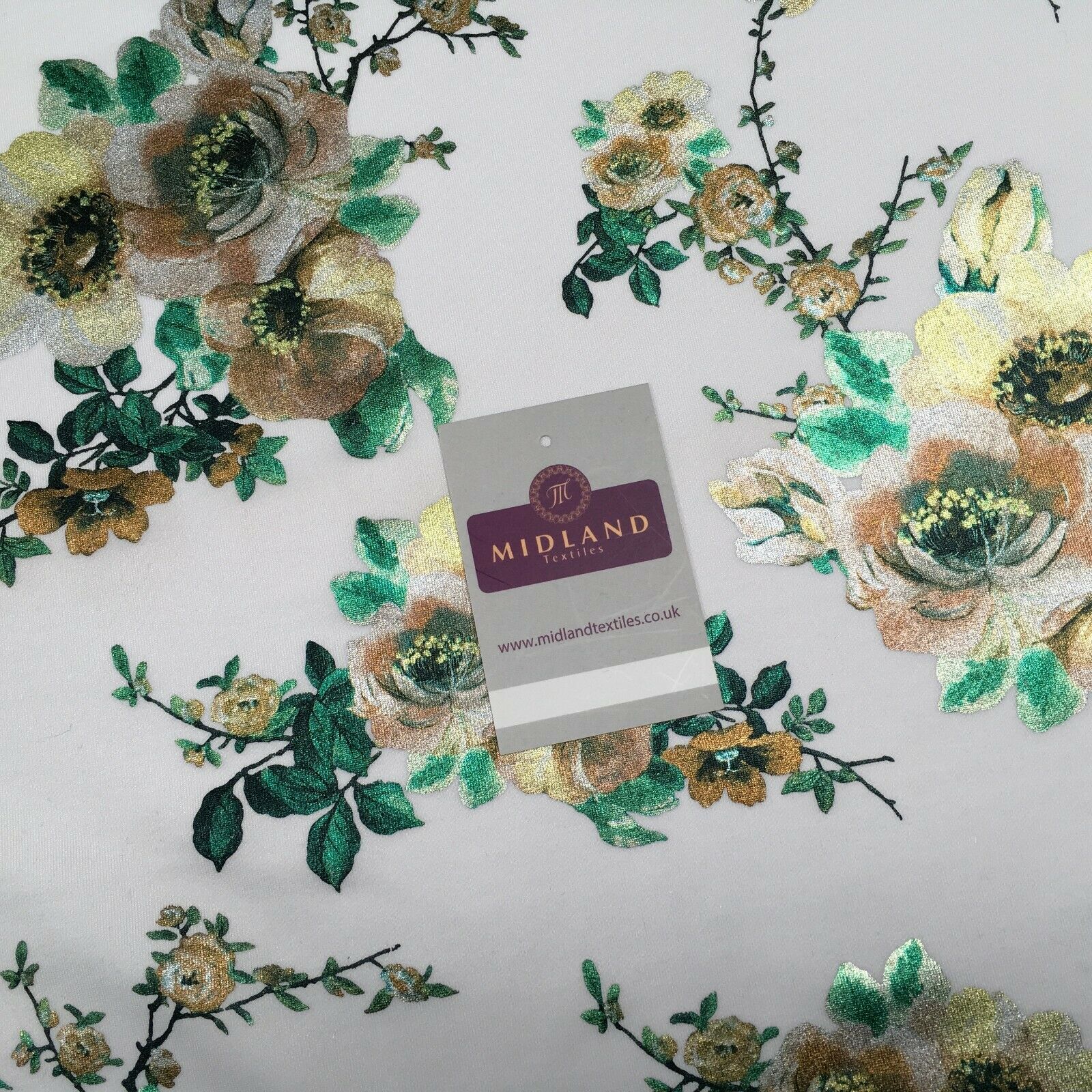 Foil Floral Printed Scuba Fabric 150cm MH1338 - Image 29