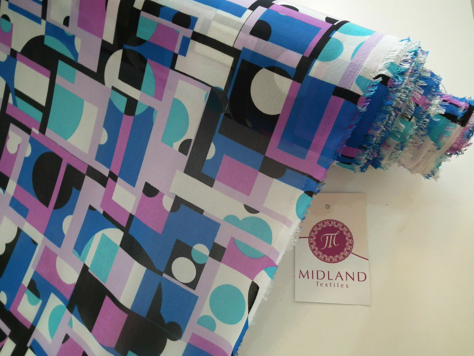 Geometric Print Georgette Fabric 58" wide per Metre M145-16 Dress Material Mtex - Image 5