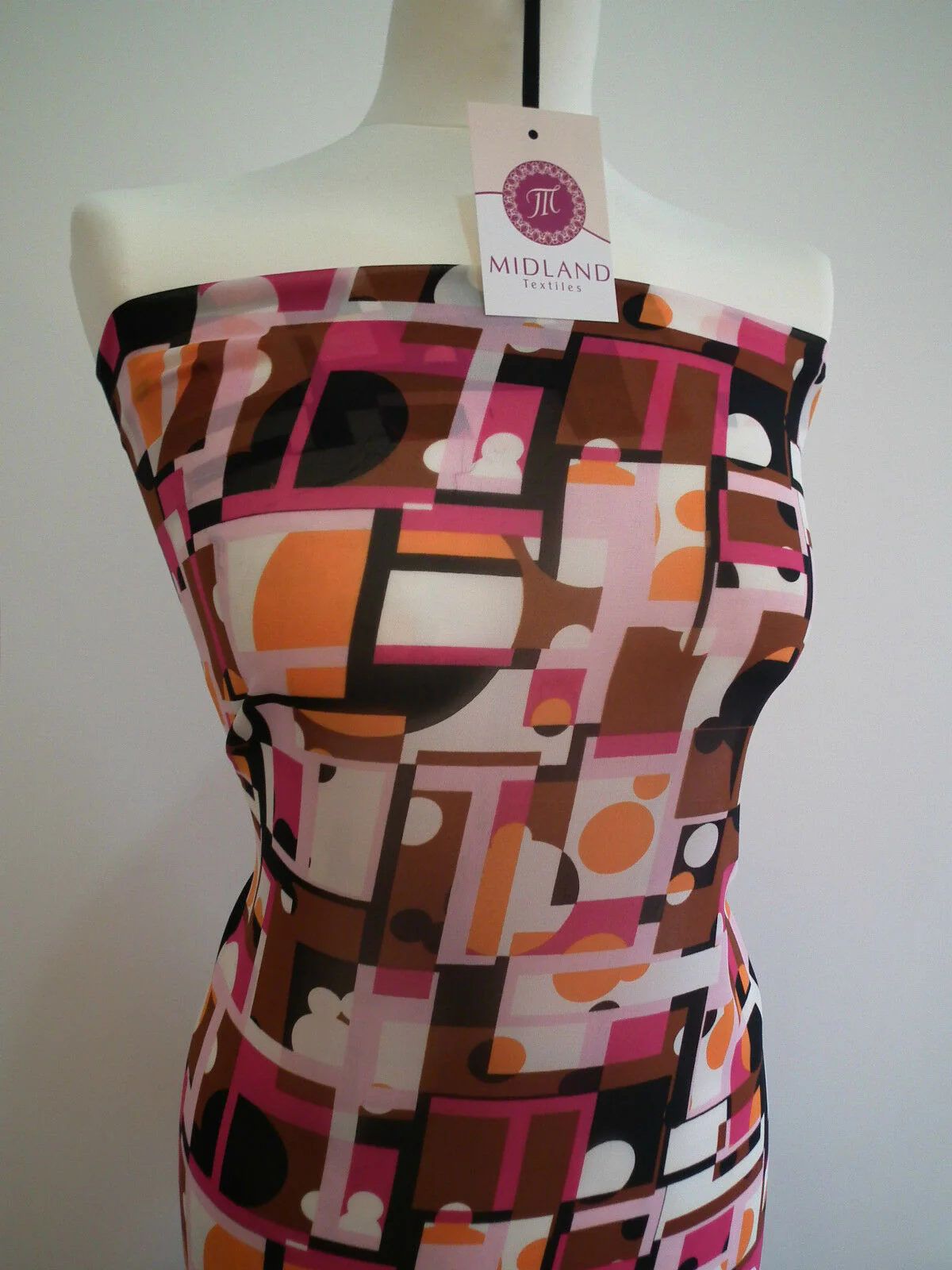 Geometric Print Georgette Fabric 58" wide per Metre M145-16 Dress Material Mtex - Image 8