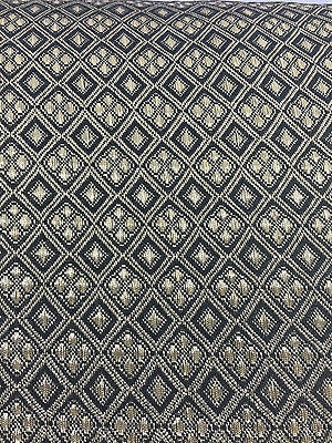 Gold & Black Geometric Diamond Tribal Aztec Banarsi Brocade 45" M376 - Image 5
