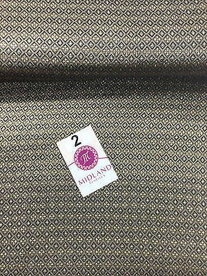 Gold & Black Geometric Diamond Tribal Aztec Banarsi Brocade 45" M376 - Image 7