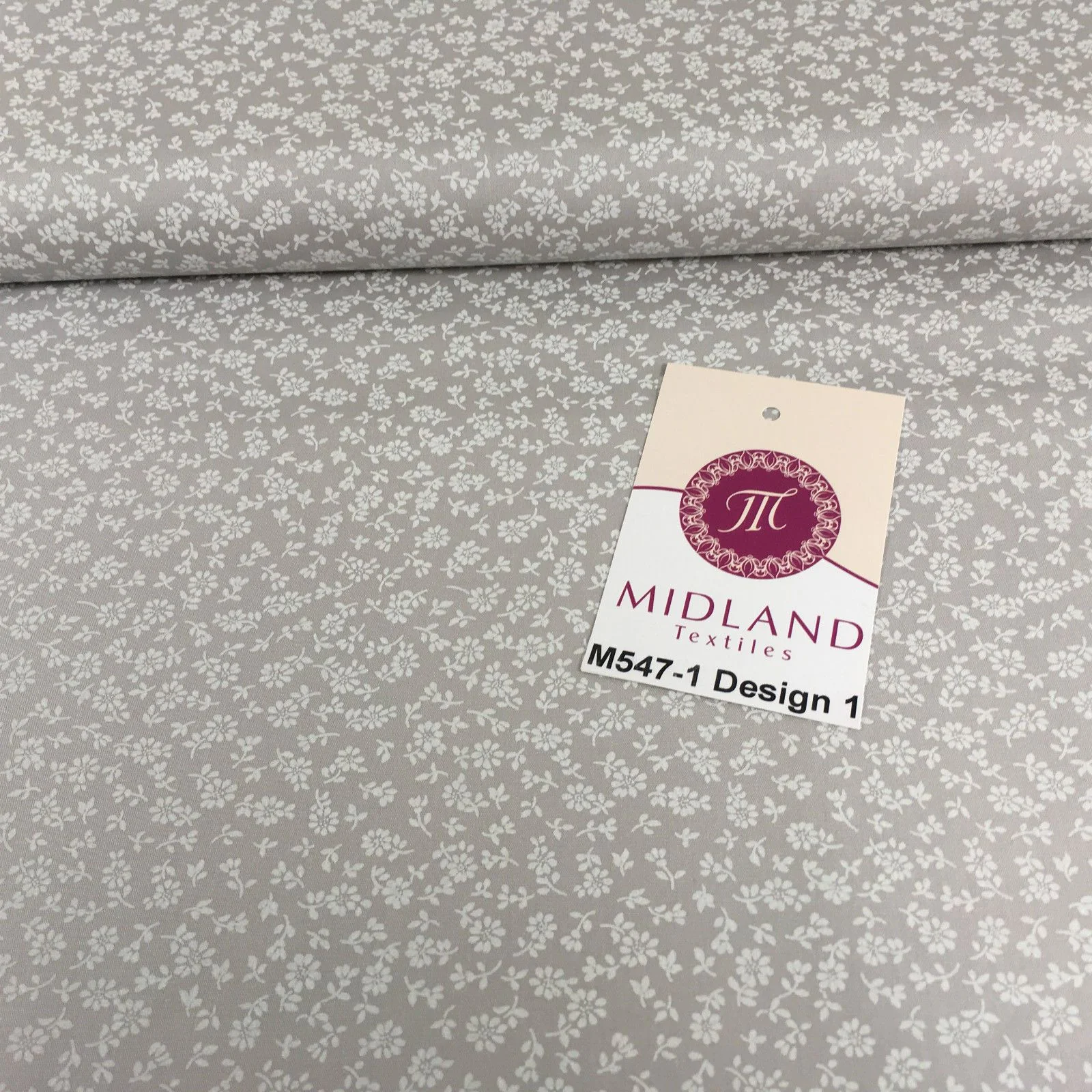 Grey And White Floral Printed 100% Cotton Poplin Craft Fabric 45" M547 - Image 10