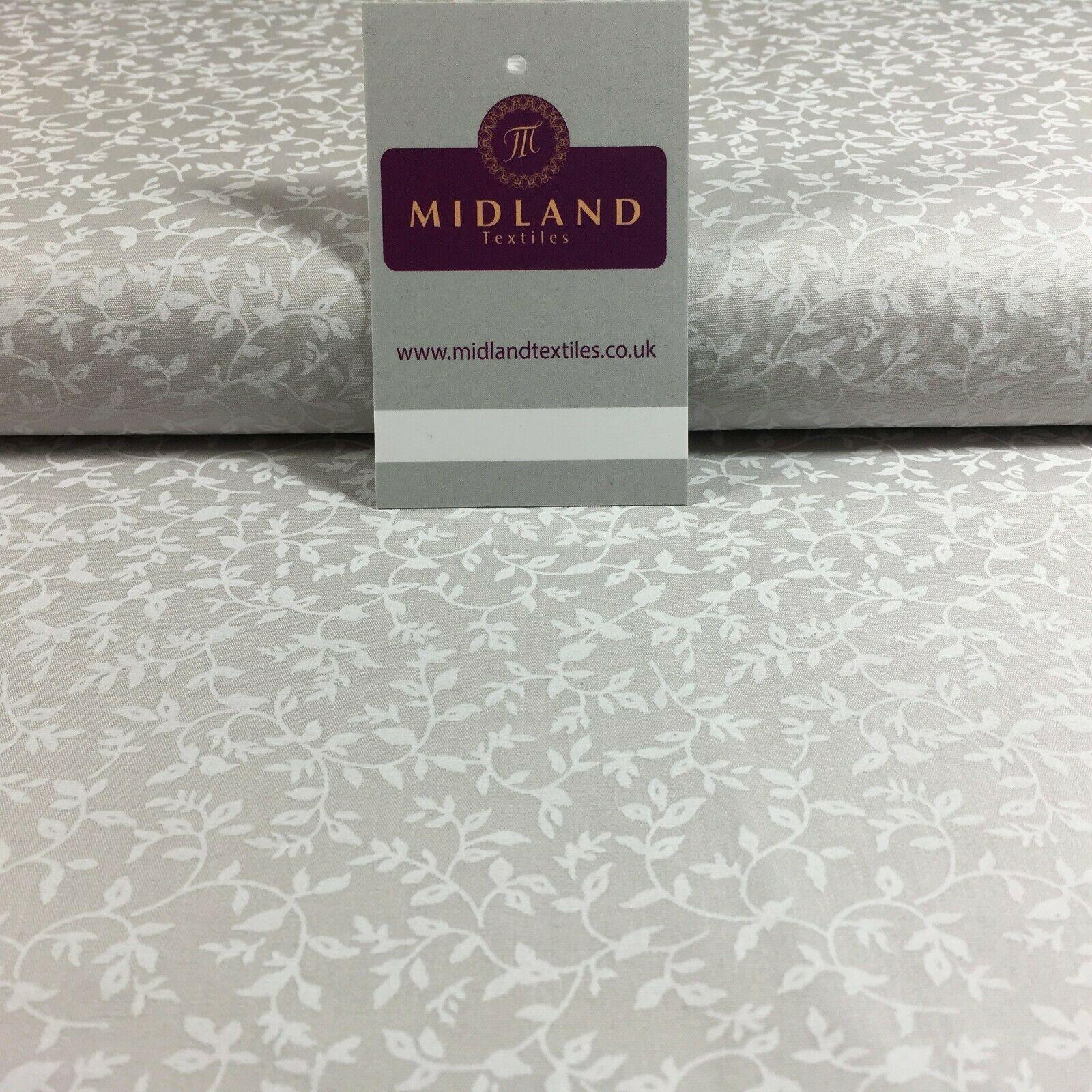 Grey And White Floral Printed 100% Cotton Poplin Craft Fabric 45" M547 - Image 18