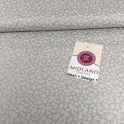 Grey And White Floral Printed 100% Cotton Poplin Craft Fabric 45" M547 - Image 25