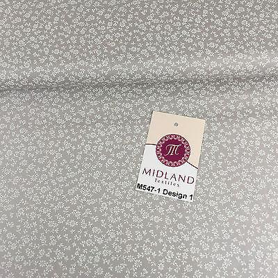 Grey And White Floral Printed 100% Cotton Poplin Craft Fabric 45" M547 - Image 26