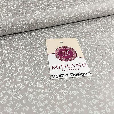 Grey And White Floral Printed 100% Cotton Poplin Craft Fabric 45" M547 - Image 27