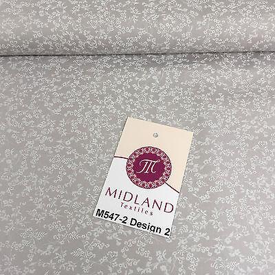 Grey And White Floral Printed 100% Cotton Poplin Craft Fabric 45" M547 - Image 30