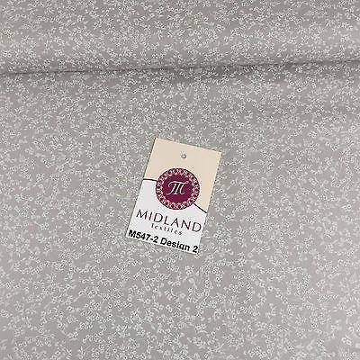 Grey And White Floral Printed 100% Cotton Poplin Craft Fabric 45" M547 - Image 31