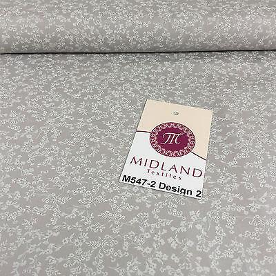 Grey And White Floral Printed 100% Cotton Poplin Craft Fabric 45" M547 - Image 32