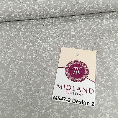 Grey And White Floral Printed 100% Cotton Poplin Craft Fabric 45" M547 - Image 33