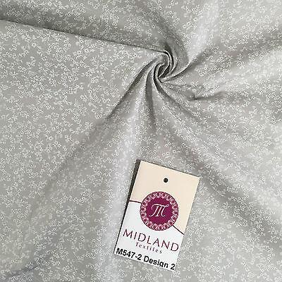 Grey And White Floral Printed 100% Cotton Poplin Craft Fabric 45" M547 - Image 34