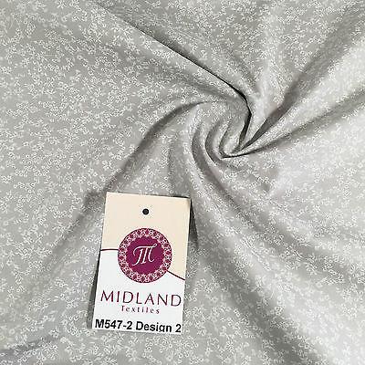 Grey And White Floral Printed 100% Cotton Poplin Craft Fabric 45" M547 - Image 35