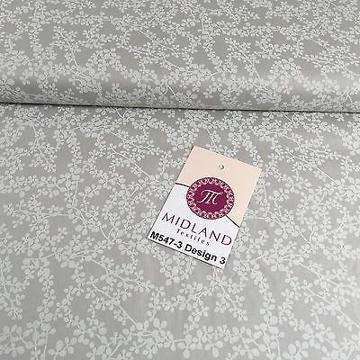 Grey And White Floral Printed 100% Cotton Poplin Craft Fabric 45" M547 - Image 36