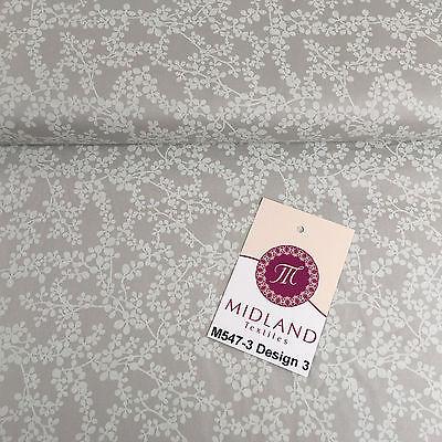 Grey And White Floral Printed 100% Cotton Poplin Craft Fabric 45" M547 - Image 37