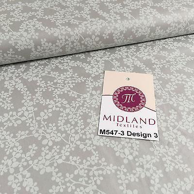 Grey And White Floral Printed 100% Cotton Poplin Craft Fabric 45" M547 - Image 38