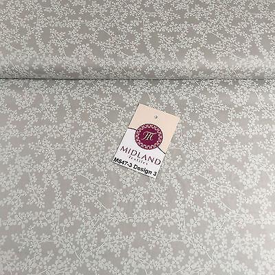 Grey And White Floral Printed 100% Cotton Poplin Craft Fabric 45" M547 - Image 39