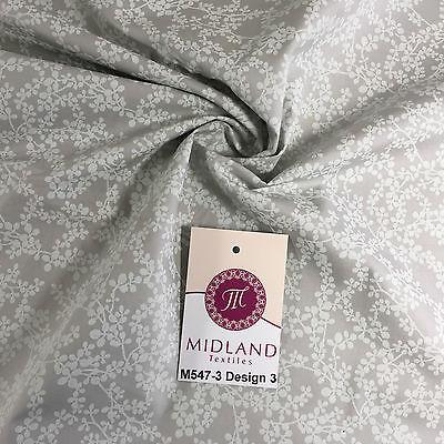 Grey And White Floral Printed 100% Cotton Poplin Craft Fabric 45" M547 - Image 40