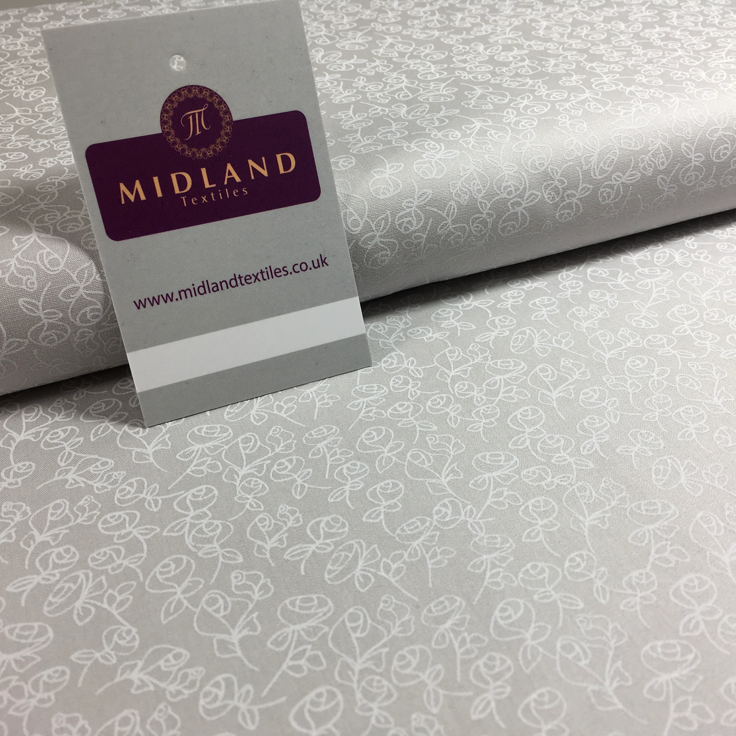 Grey And White Floral Printed 100% Cotton Poplin Craft Fabric 45" M547 - Image 41