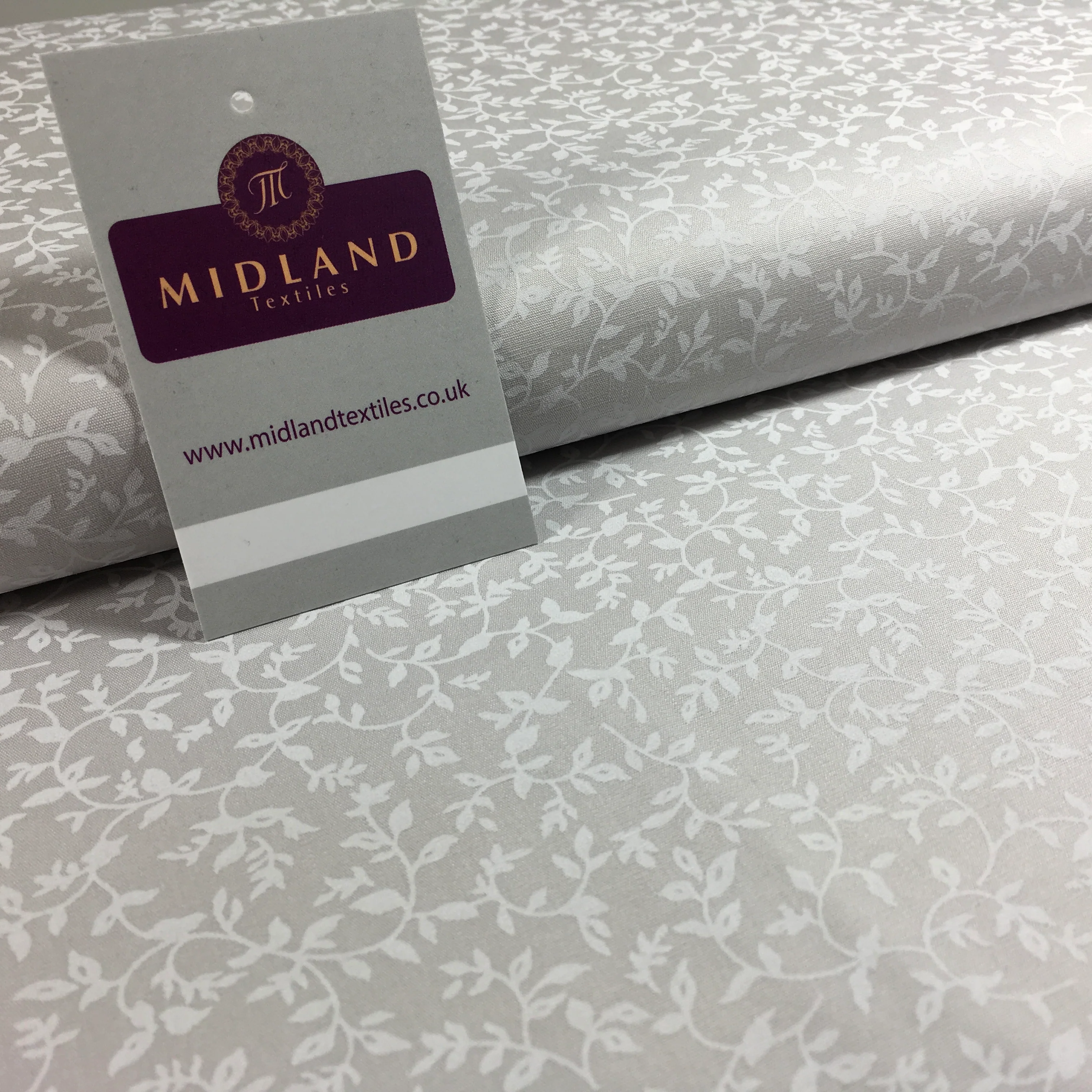 Grey And White Floral Printed 100% Cotton Poplin Craft Fabric 45" M547 - Image 42