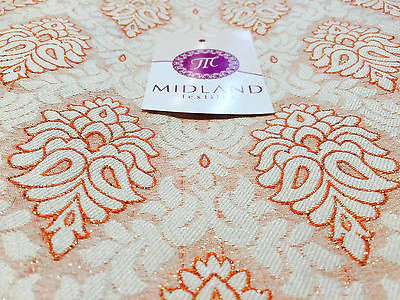 Indian Banarsi Floral Ornamental Motif Woven Brocade fabric 44" M242 Mtex - Image 4