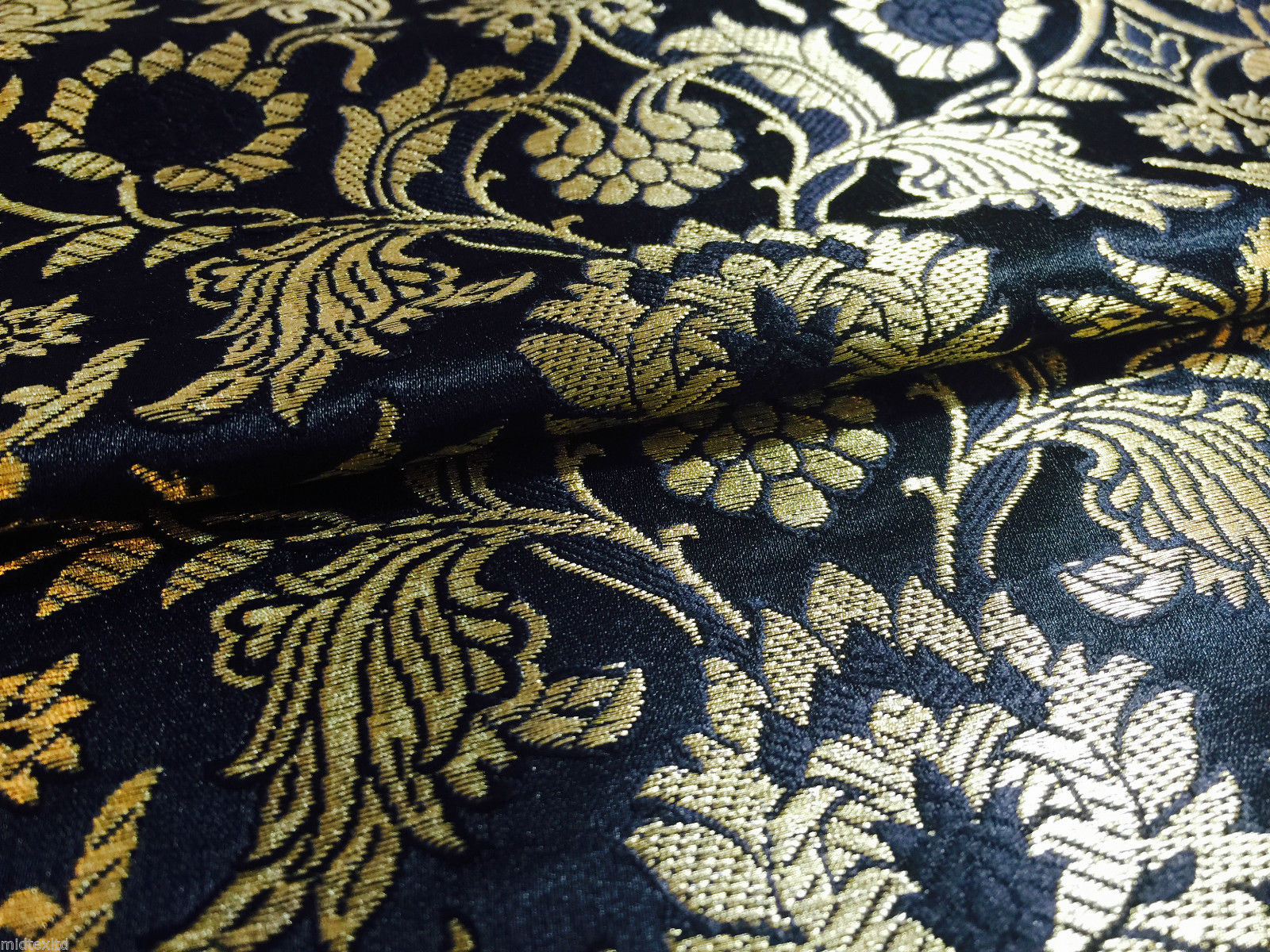 Indian Banarsi Gold Floral Faux Silk Brocade 43" Wide M245 Mtex - Image 12