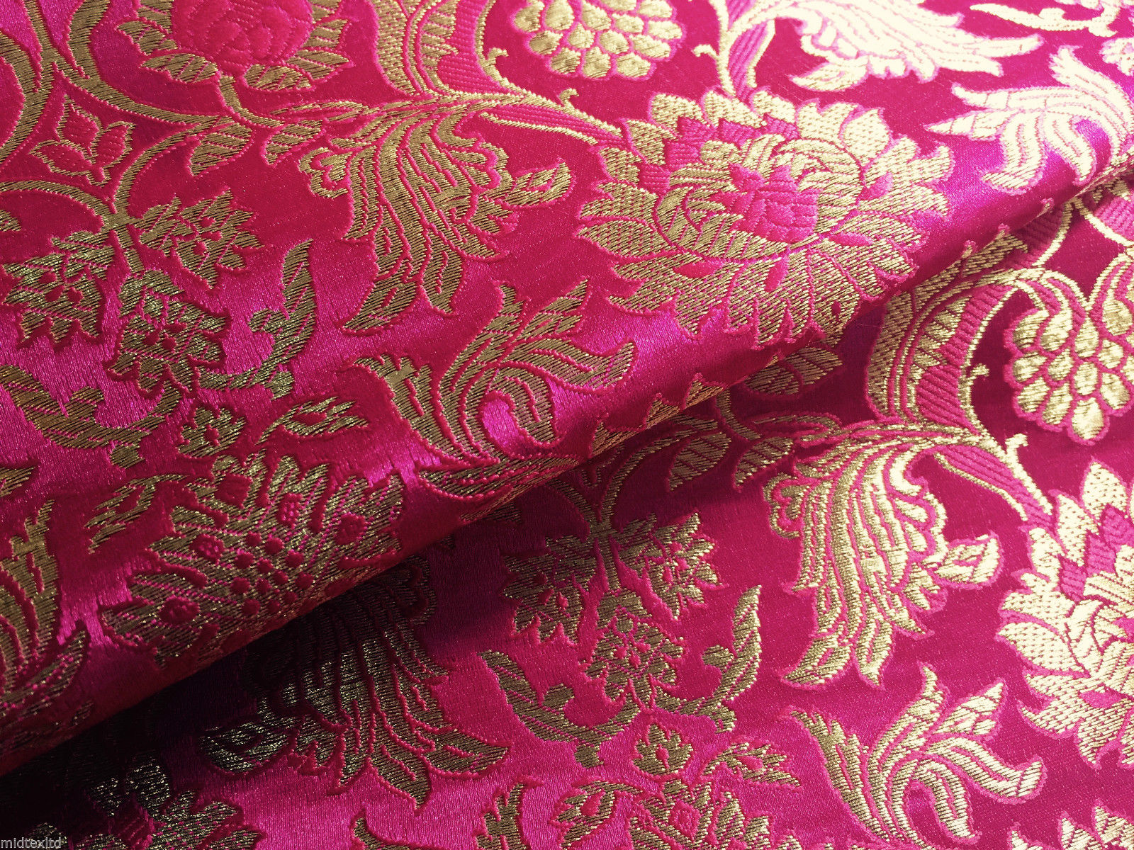 Indian Banarsi Gold Floral Faux Silk Brocade 43" Wide M245 Mtex - Image 14