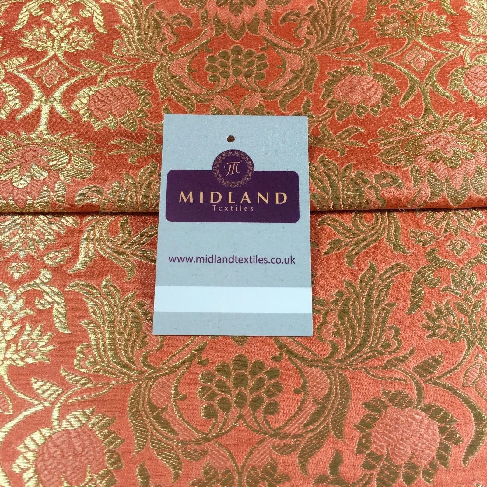 Indian Banarsi Gold Floral Faux Silk Brocade 43" Wide M245 Mtex - Image 66