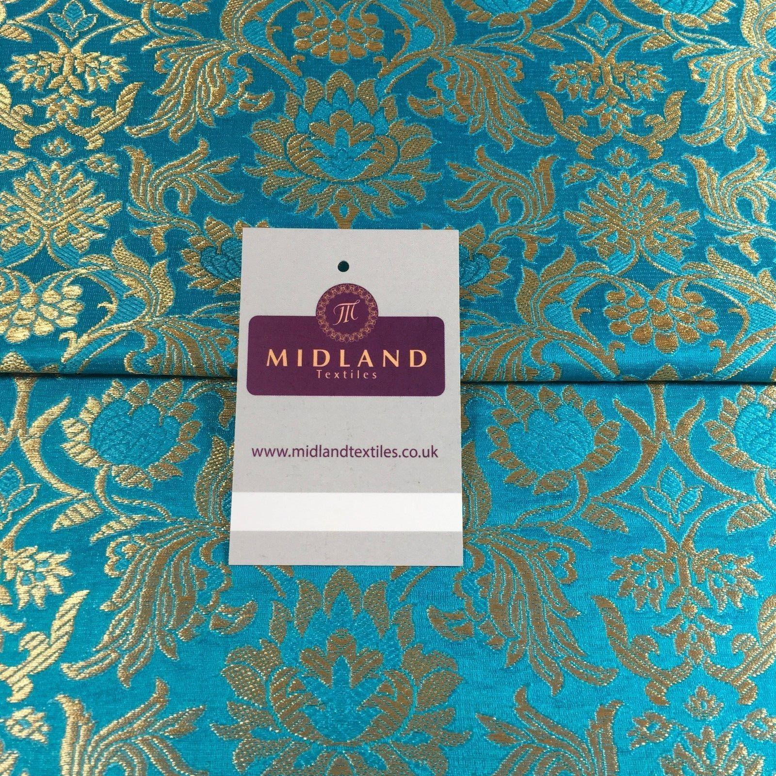 Indian Banarsi Gold Floral Faux Silk Brocade 43" Wide M245 Mtex - Image 68