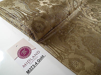 Indian Banarsi Gold Metallic Ornamental floral brocade fabric M373 Mtex 40" wide - Image 22