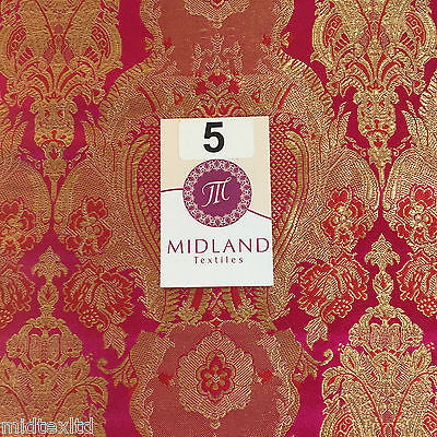 Indian Banarsi Gold Metallic Ornamental floral brocade fabric M373 Mtex 40" wide - Image 29