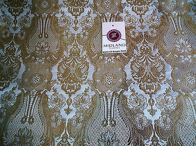 Indian Banarsi Gold Metallic Ornamental floral brocade fabric M373 Mtex 40" wide - Image 61