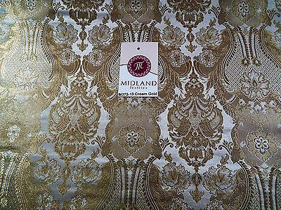 Indian Banarsi Gold Metallic Ornamental floral brocade fabric M373 Mtex 40" wide - Image 62