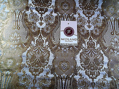 Indian Banarsi Gold Metallic Ornamental floral brocade fabric M373 Mtex 40" wide - Image 64
