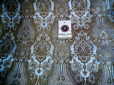 Indian Banarsi Gold Metallic Ornamental floral brocade fabric M373 Mtex 40" wide - Image 65