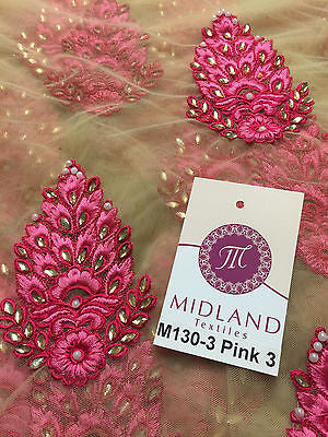 Indian Embellished Embroidered Gold Base Tulle net dress fabric 40" Wide M130 - Image 10