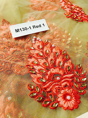 Indian Embellished Embroidered Gold Base Tulle net dress fabric 40" Wide M130 - Image 6