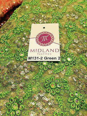 Indian Floral Intricate sequin embroidered Tulle net dress fabric 40" Wide M131 - Image 6