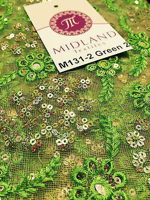 Indian Floral Intricate sequin embroidered Tulle net dress fabric 40" Wide M131 - Image 8