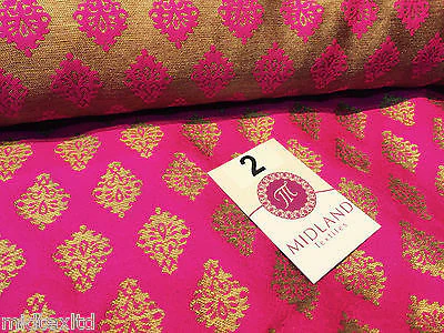 Indian Gold paisley flower banarsi metallic brocade fabric 44" M390 Mtex - Image 12