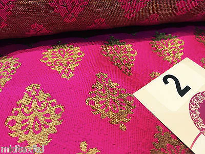 Indian Gold paisley flower banarsi metallic brocade fabric 44" M390 Mtex - Image 13