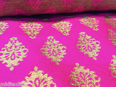 Indian Gold paisley flower banarsi metallic brocade fabric 44" M390 Mtex - Image 14