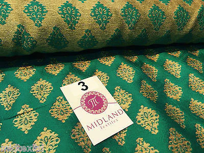 Indian Gold paisley flower banarsi metallic brocade fabric 44" M390 Mtex - Image 17