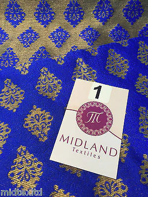 Indian Gold paisley flower banarsi metallic brocade fabric 44" M390 Mtex - Image 4