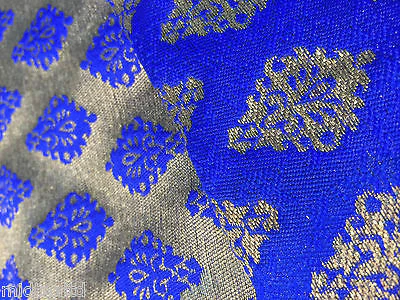 Indian Gold paisley flower banarsi metallic brocade fabric 44" M390 Mtex - Image 6