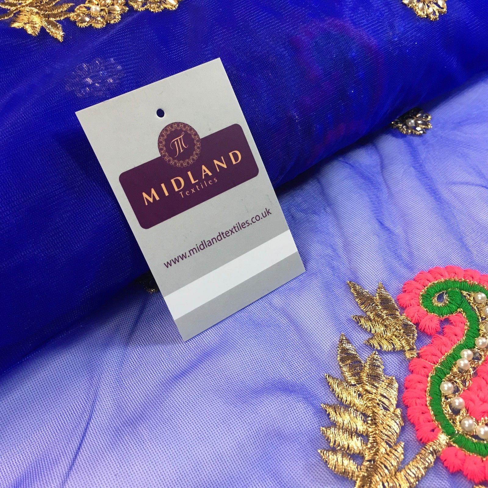 Indian Paisley flower embroidered tulle net fabric dress fabric 44" M763 Mtex - Image 8