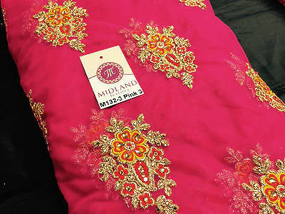 Indian Stone Embellished Embroidered Tulle net dress fabric 44" Wide M132 - Image 10