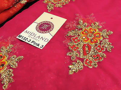 Indian Stone Embellished Embroidered Tulle net dress fabric 44" Wide M132 - Image 11