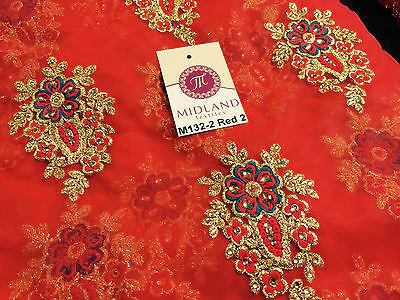 Indian Stone Embellished Embroidered Tulle net dress fabric 44" Wide M132 - Image 6