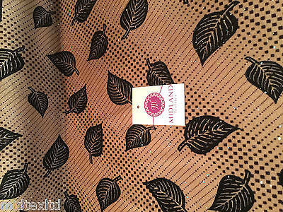 Leaf Print Spandex Velvet Sequinned - 2 way stretch Fabric-58" M16-16 Mtex - Image 16