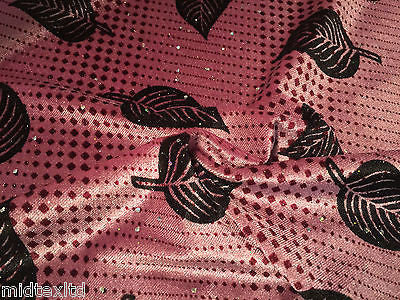 Leaf Print Spandex Velvet Sequinned - 2 way stretch Fabric-58" M16-16 Mtex - Image 4